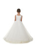 V Neck Pearl Beaded Elegant Flower Girl Dress